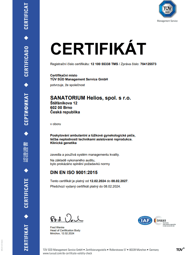 Certifikace a akreditace 11 - Sanatorium Helios CZ certifikát